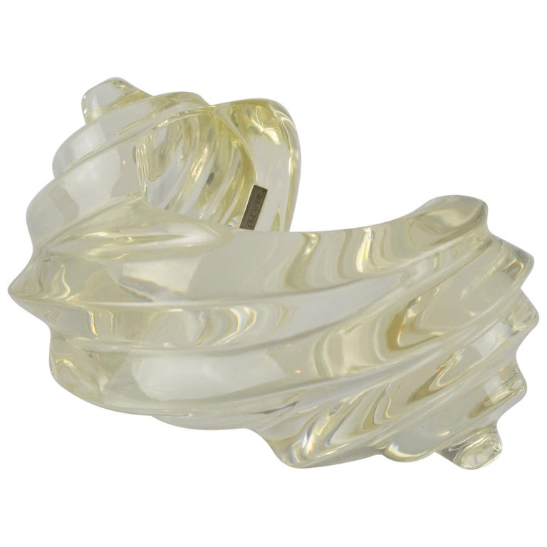 Uterque Oversized Carved Clear Lucite Resin Cuff Bracelet For Sale