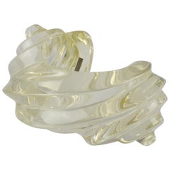 Uterque Oversized Carved Transparent Lucite Resin Cuff Bracelet