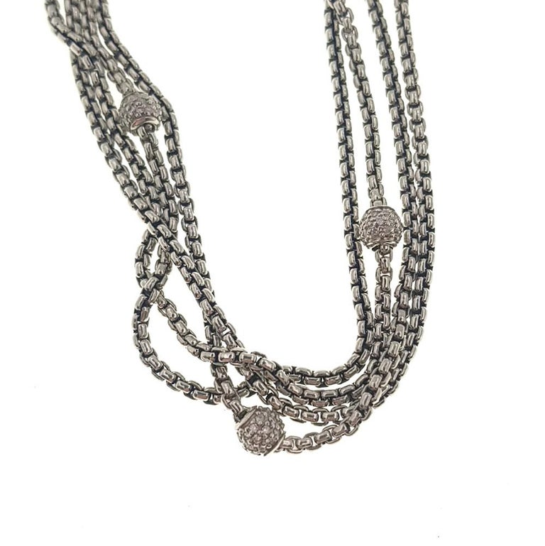 David Yurman 18 Karat Gold 925 Sterling Silver Multi Strand Diamond