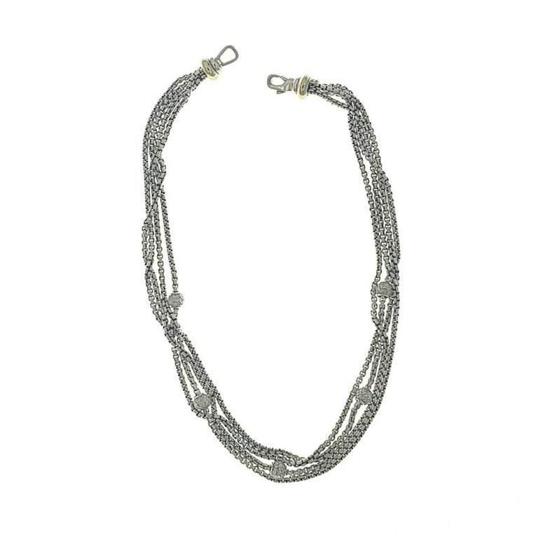 David Yurman 18 Karat Gold 925 Sterling Silver Multi Strand Diamond ...