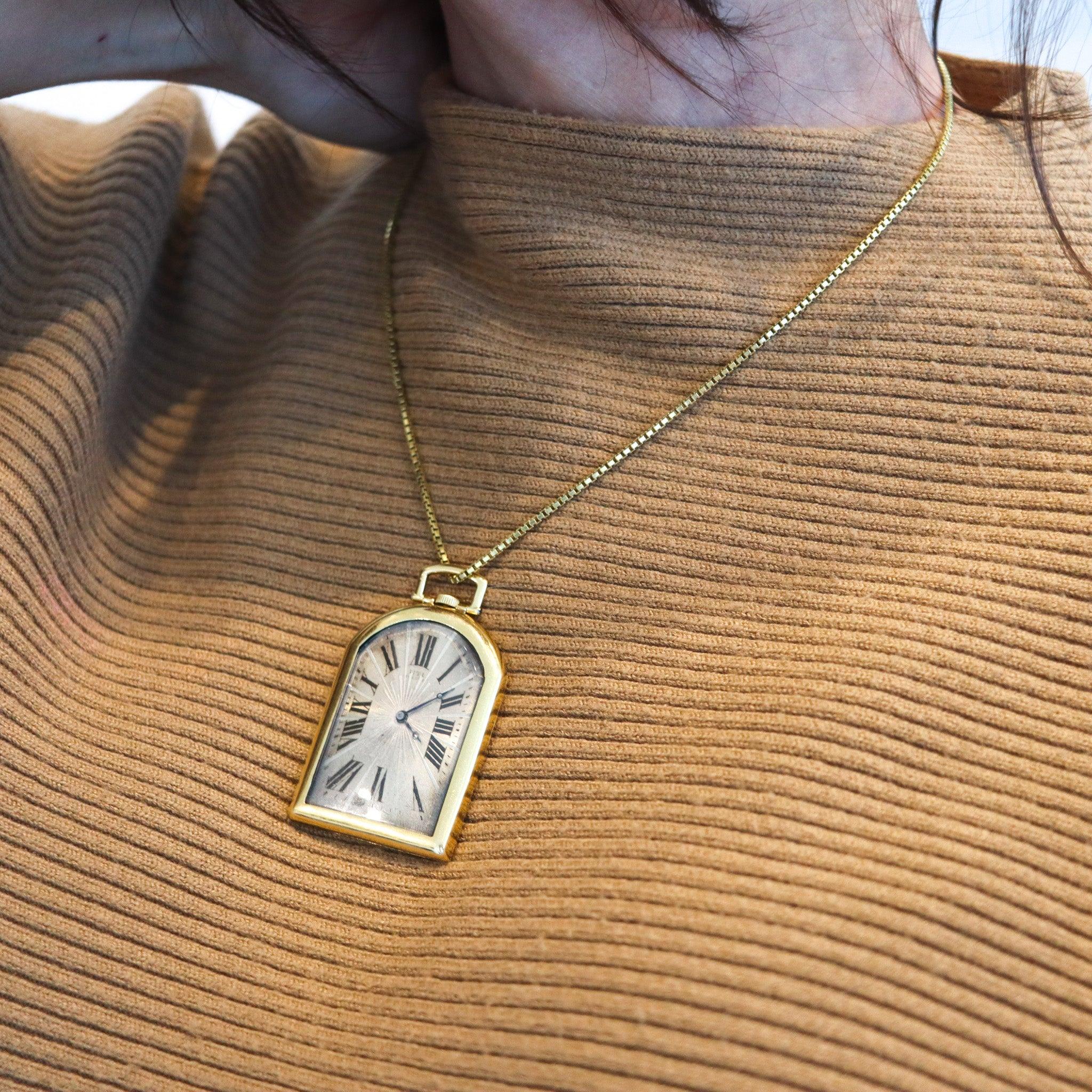 Pocket watch designed by UTI Paris.

This is a very unusual pocket watch created in Paris France by the watchmakers UTI during the art-deco period, back in 1930. The case of this pendant-pocket watch has been crafted in a window-shape,in solid