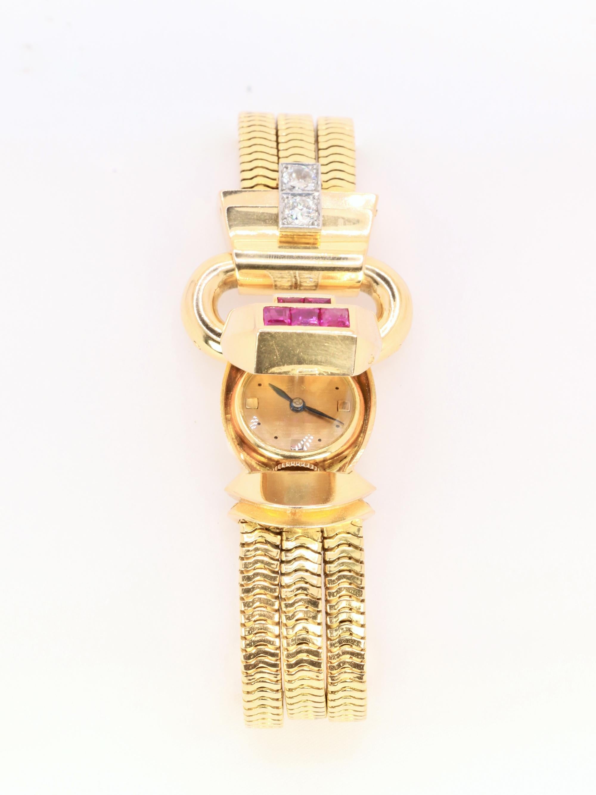UTI - Geheime Uhr aus Gold, Diamanten und kalibrierten Rubinen im Angebot 2