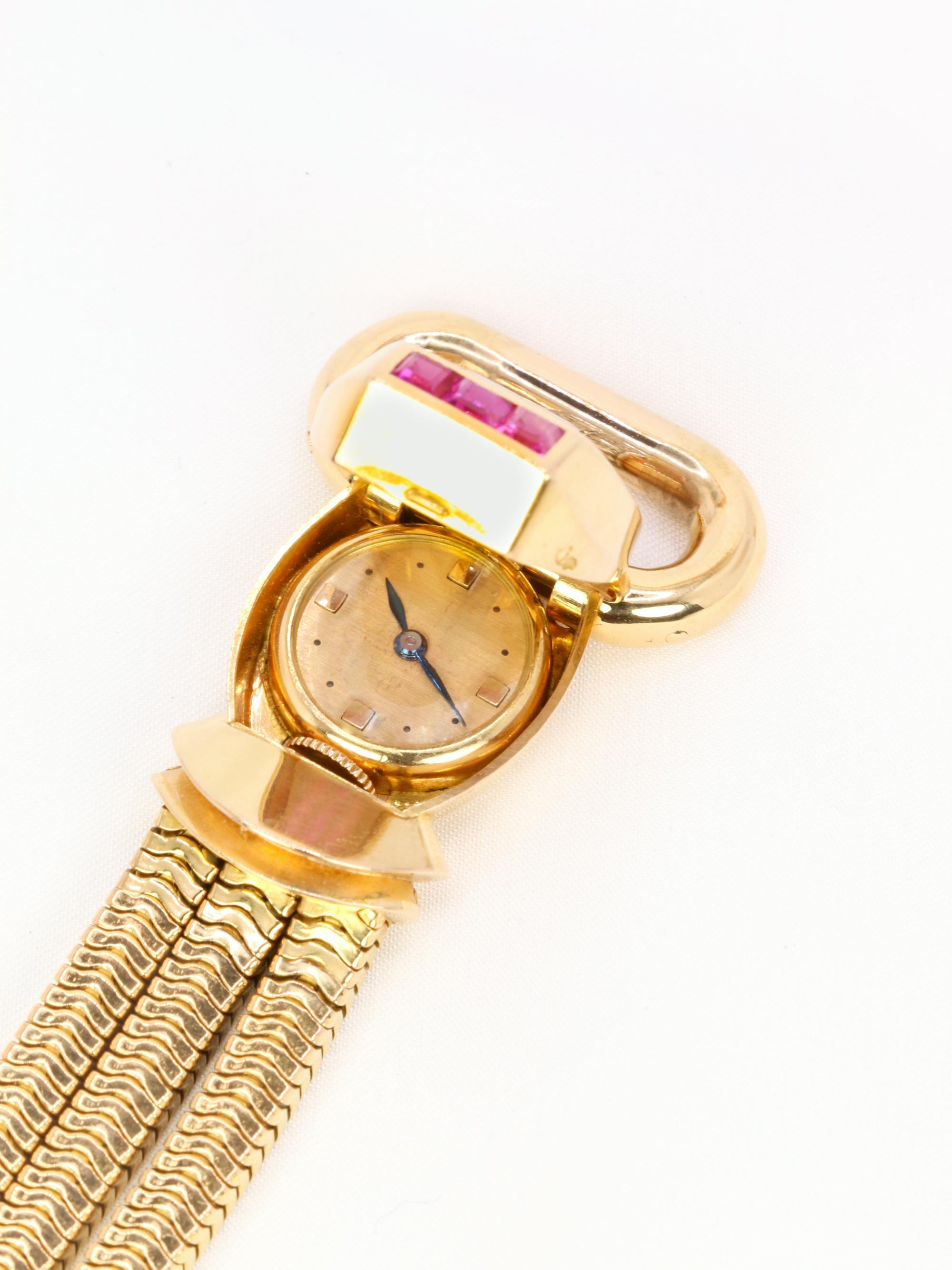 UTI - Geheime Uhr aus Gold, Diamanten und kalibrierten Rubinen im Angebot 3