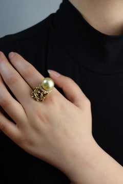 Utopia 18K Gold Diamond Pearl Cocktail Ring