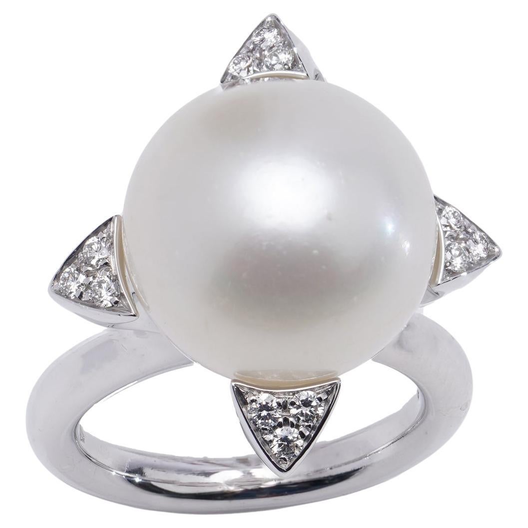 Utopia 18kt. White Gold Akoya Cultured Pearl Cocktail Ring For Sale