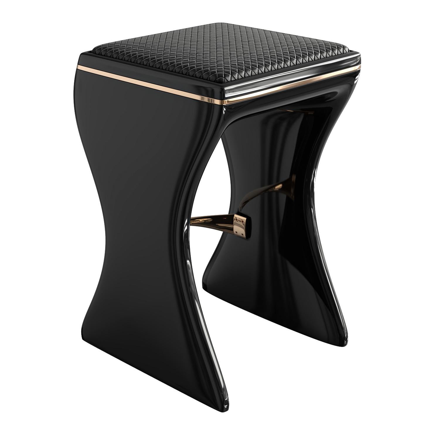 Barhocker „Utopia“ aus Edelstahl, Bronze, gewebtes Leder, Istanbul im Angebot 5