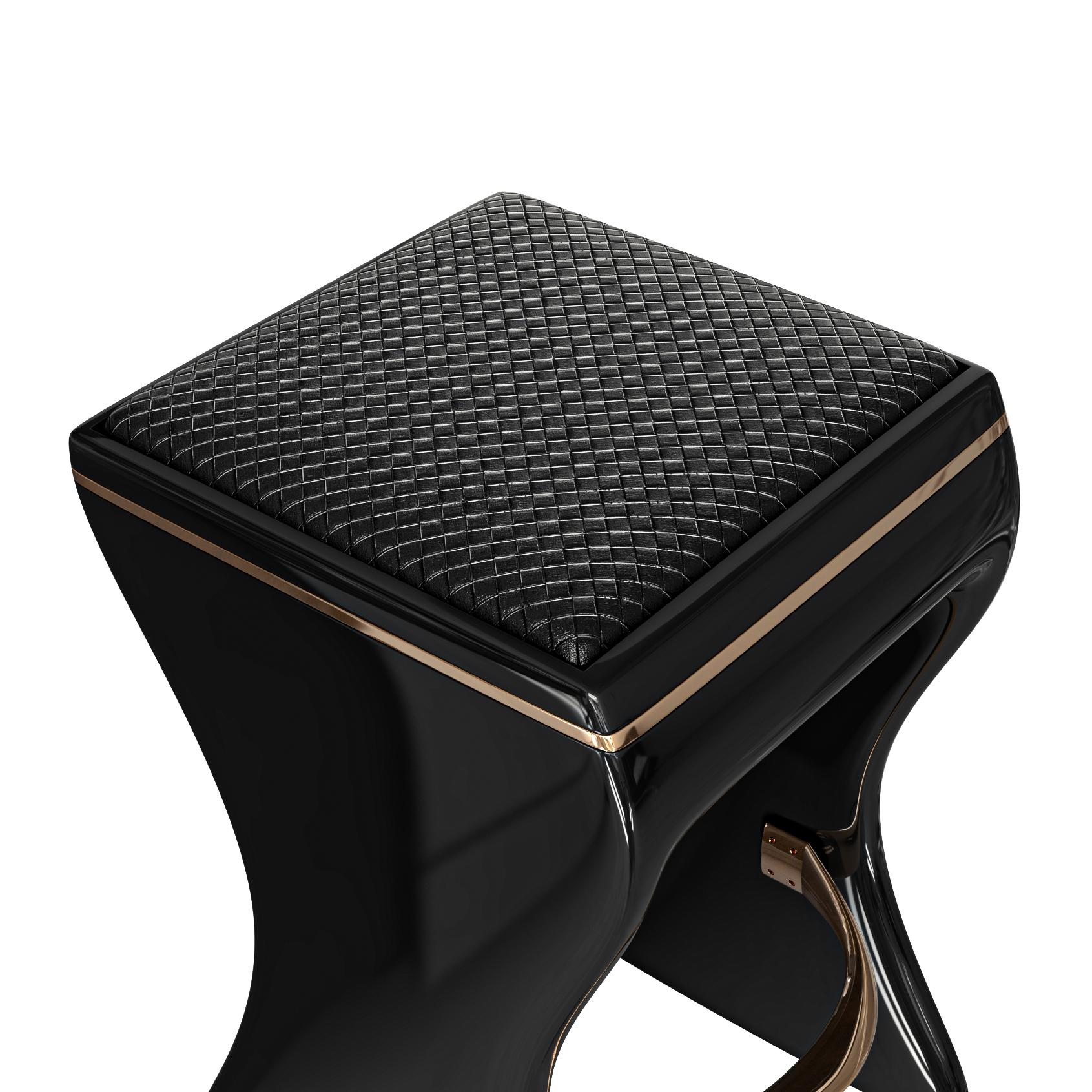 Barhocker „Utopia“ aus Edelstahl, Bronze, gewebtes Leder, Istanbul im Angebot 6