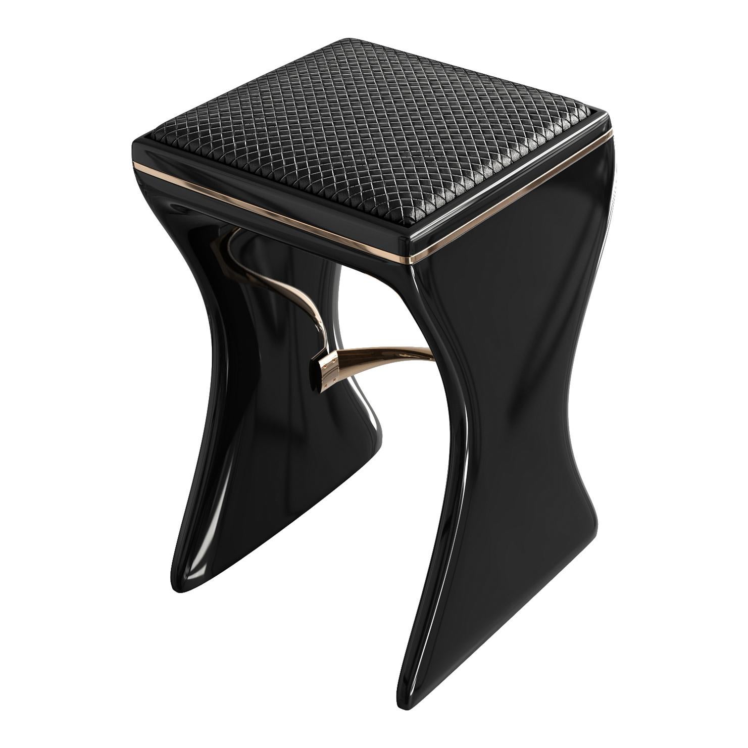 Barhocker „Utopia“ aus Edelstahl, Bronze, gewebtes Leder, Istanbul (Handgefertigt) im Angebot