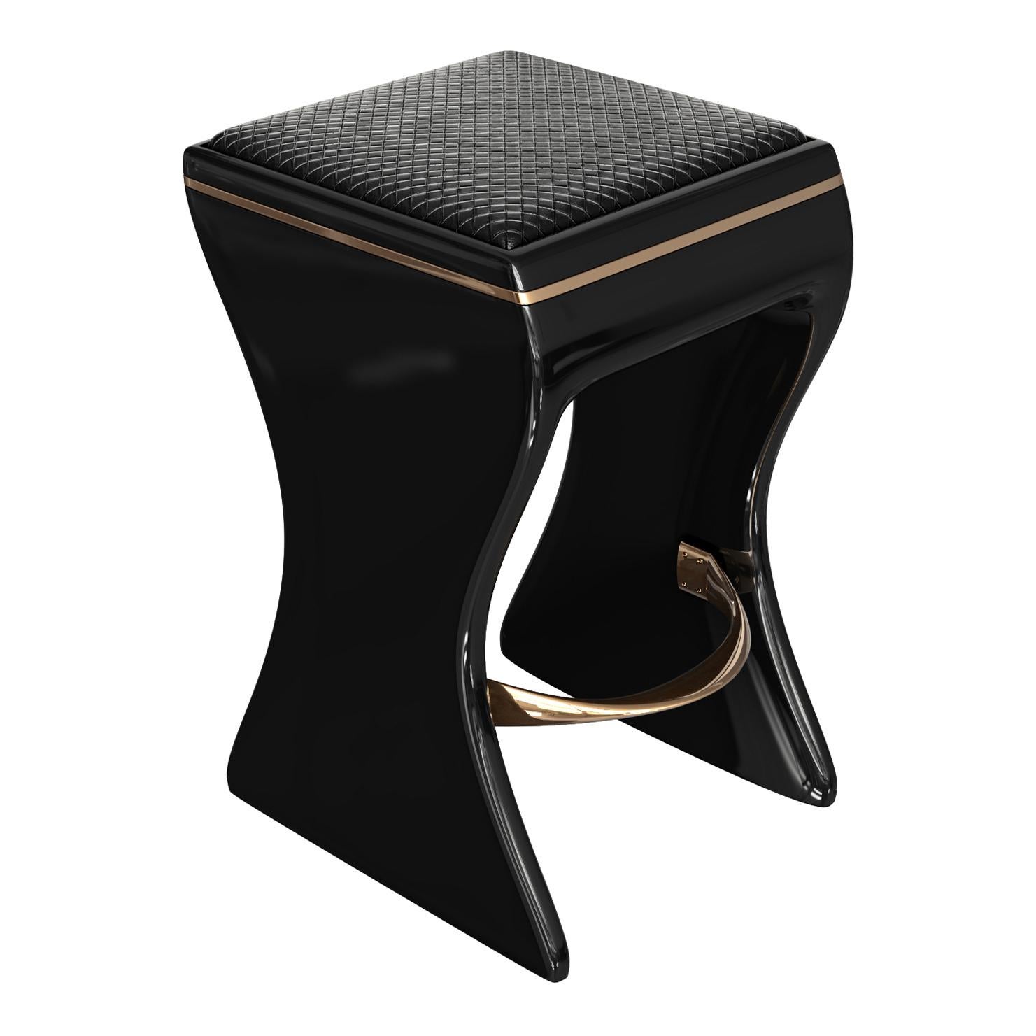 Barhocker „Utopia“ aus Edelstahl, Bronze, gewebtes Leder, Istanbul im Angebot 1