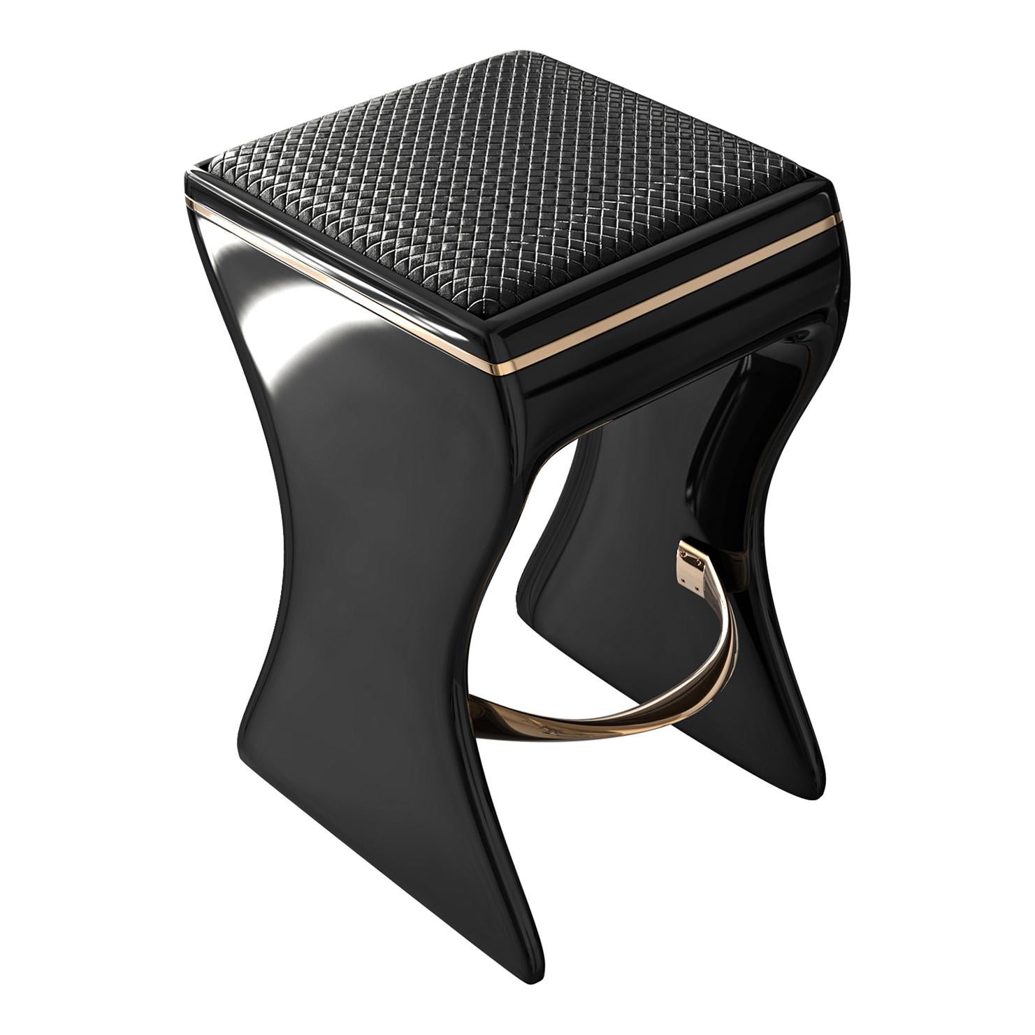 Barhocker „Utopia“ aus Edelstahl, Bronze, gewebtes Leder, Istanbul im Angebot 2