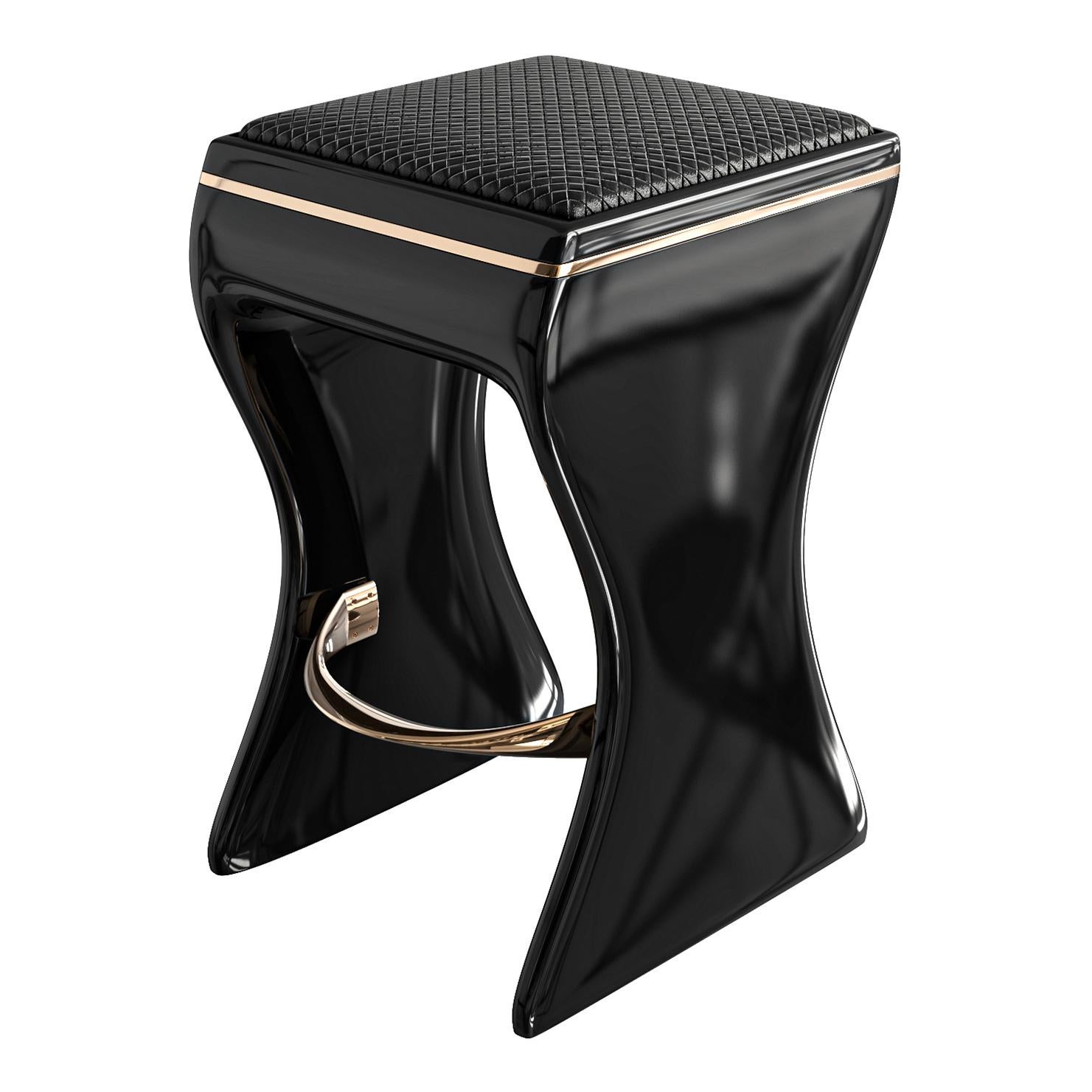 Barhocker „Utopia“ aus Edelstahl, Bronze, gewebtes Leder, Istanbul im Angebot 4