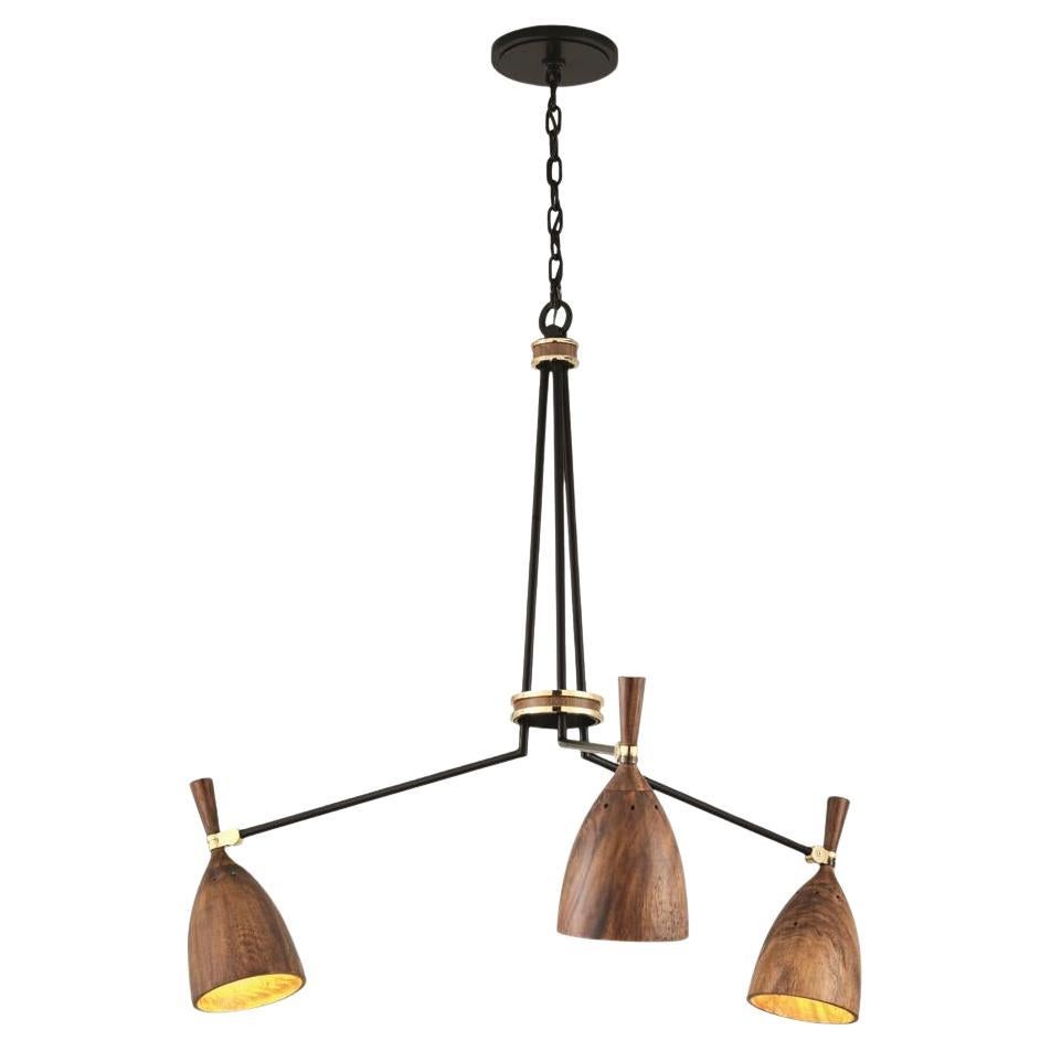 Martyn Lawrence Bullard for Corbett Lighting
Inspired by the sculptural light fixtures made popular in Italy during the '50s by the likes of Gio Ponti, these fixtures have a twist of their own with the unexpected use of acacia wood shades. 
The