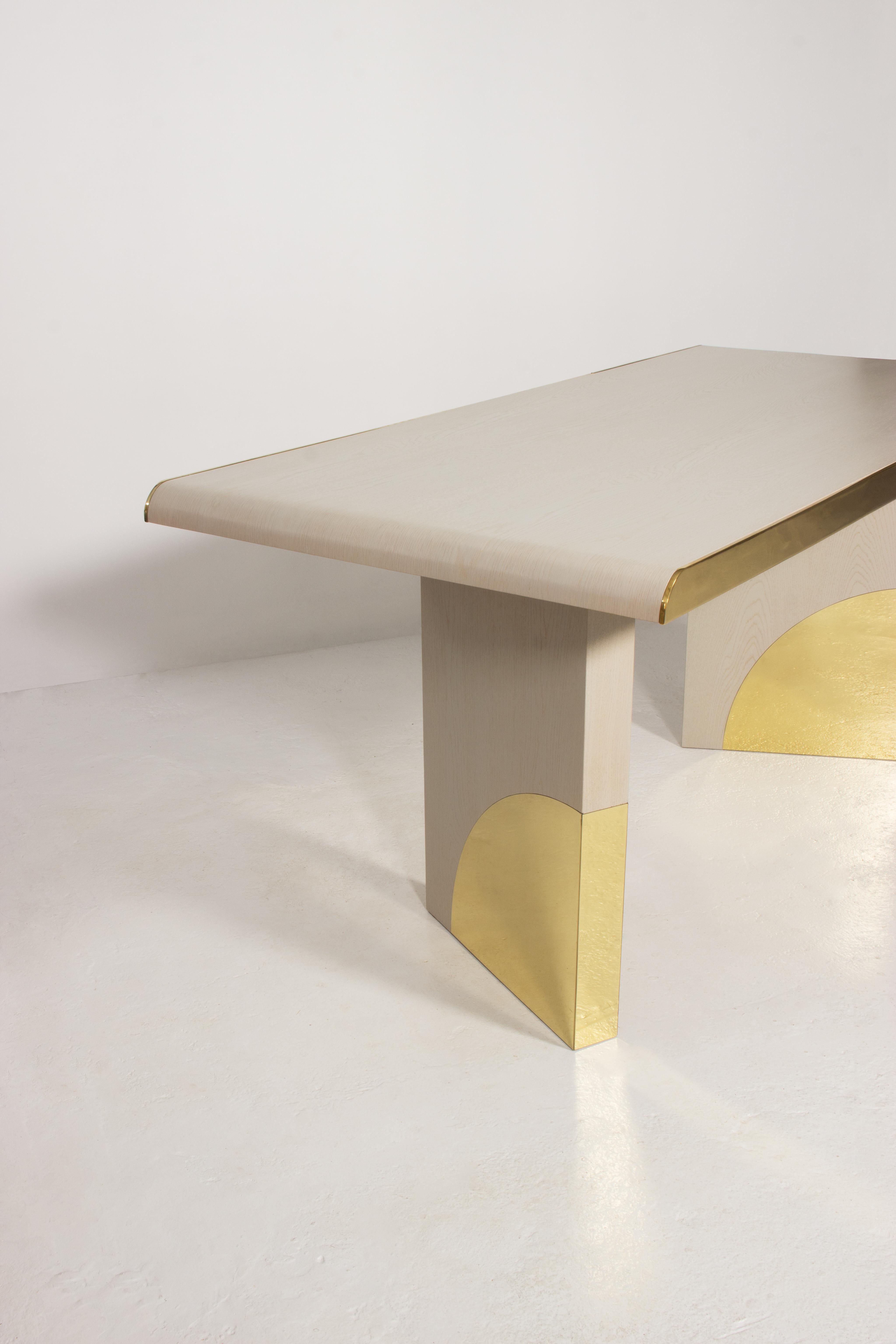 Contemporary Utopia Desk, Cream Oak and Polished Brass, InsidherLand by Joana Santos Barbosa For Sale