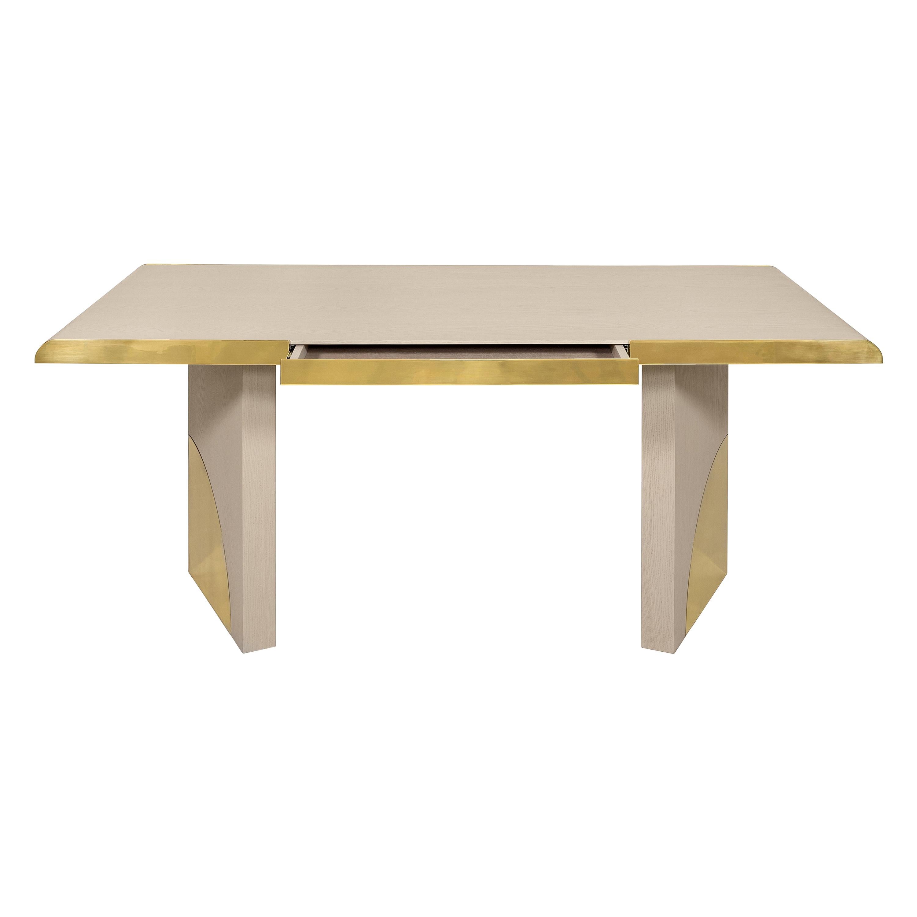 Utopia Desk, Cream Oak and Polished Brass, InsidherLand by Joana Santos Barbosa For Sale