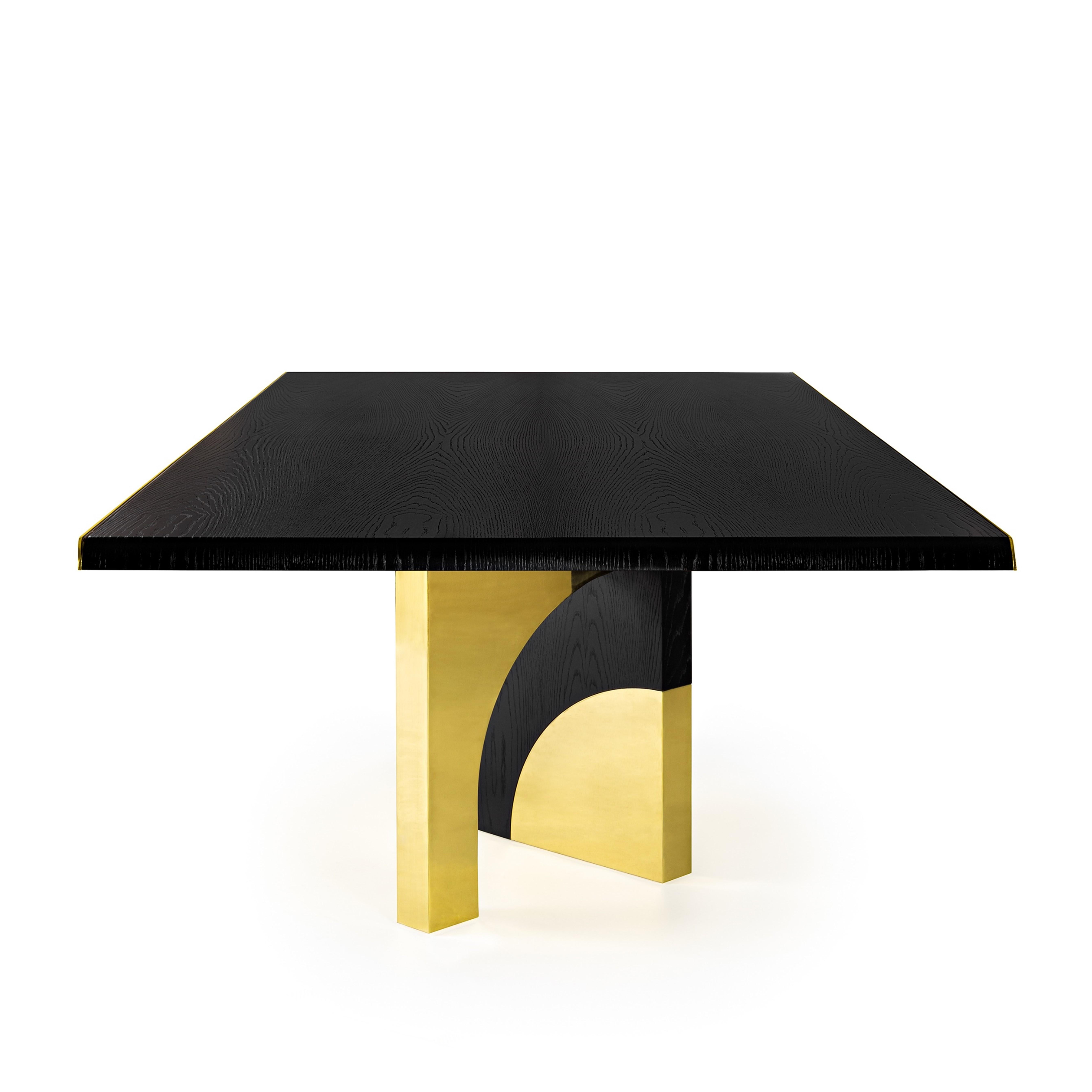 Mesa de comedor Utopia, roble oscuro y latón, InsidherLand by Joana Santos Barbosa Portugués en venta