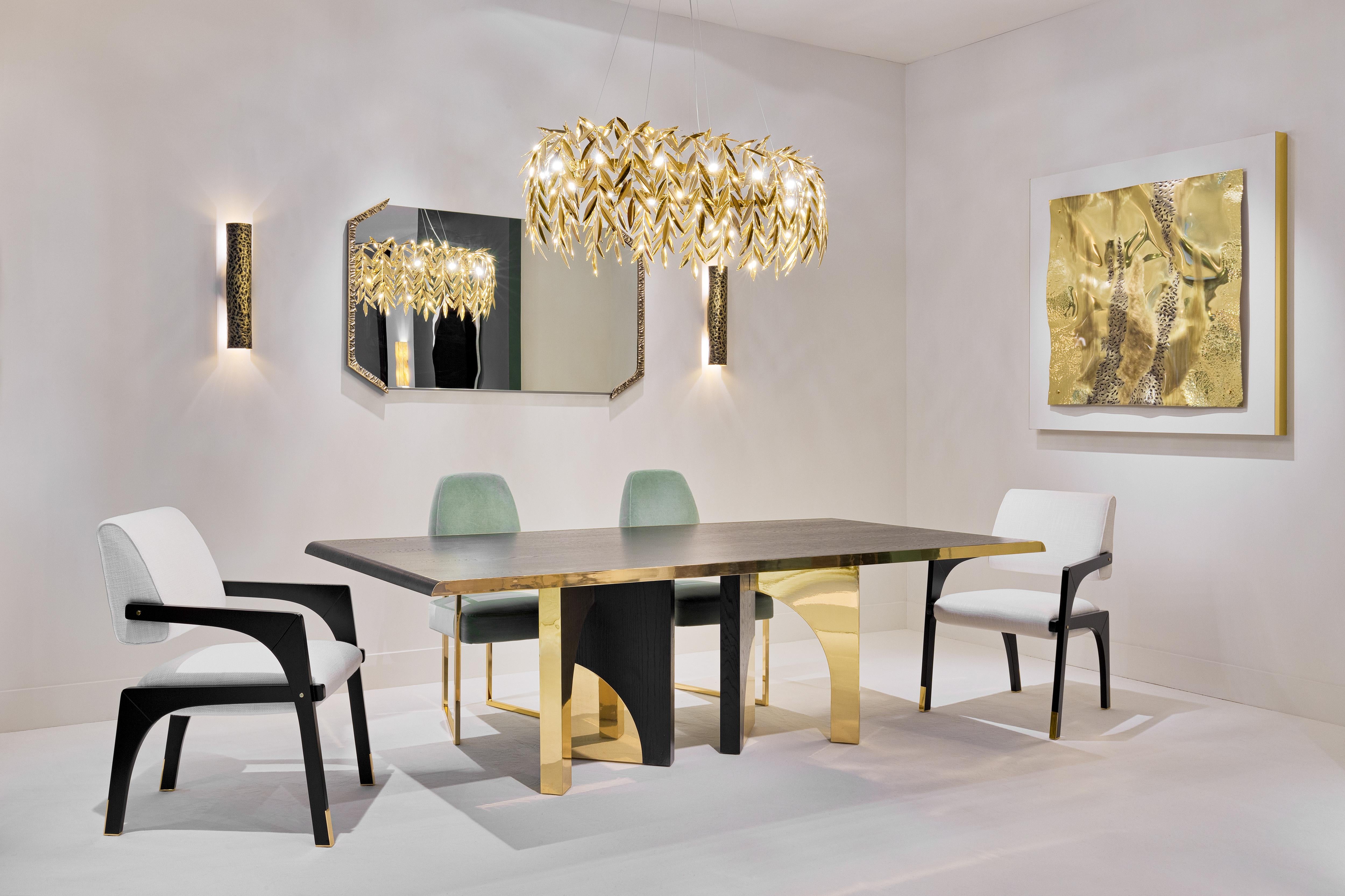 Mesa de comedor Utopia, roble oscuro y latón, InsidherLand by Joana Santos Barbosa en Nuevo estado para la venta en Maia, Porto