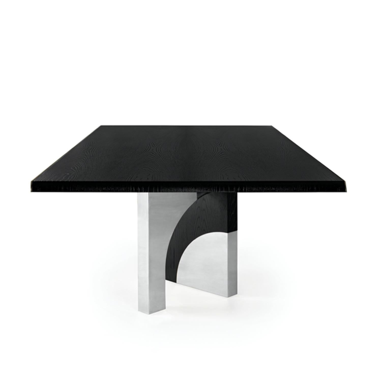 Portugais Table de salle à manger Utopia, chêne foncé et acier, InsidherLand de Joana Santos Barbosa en vente