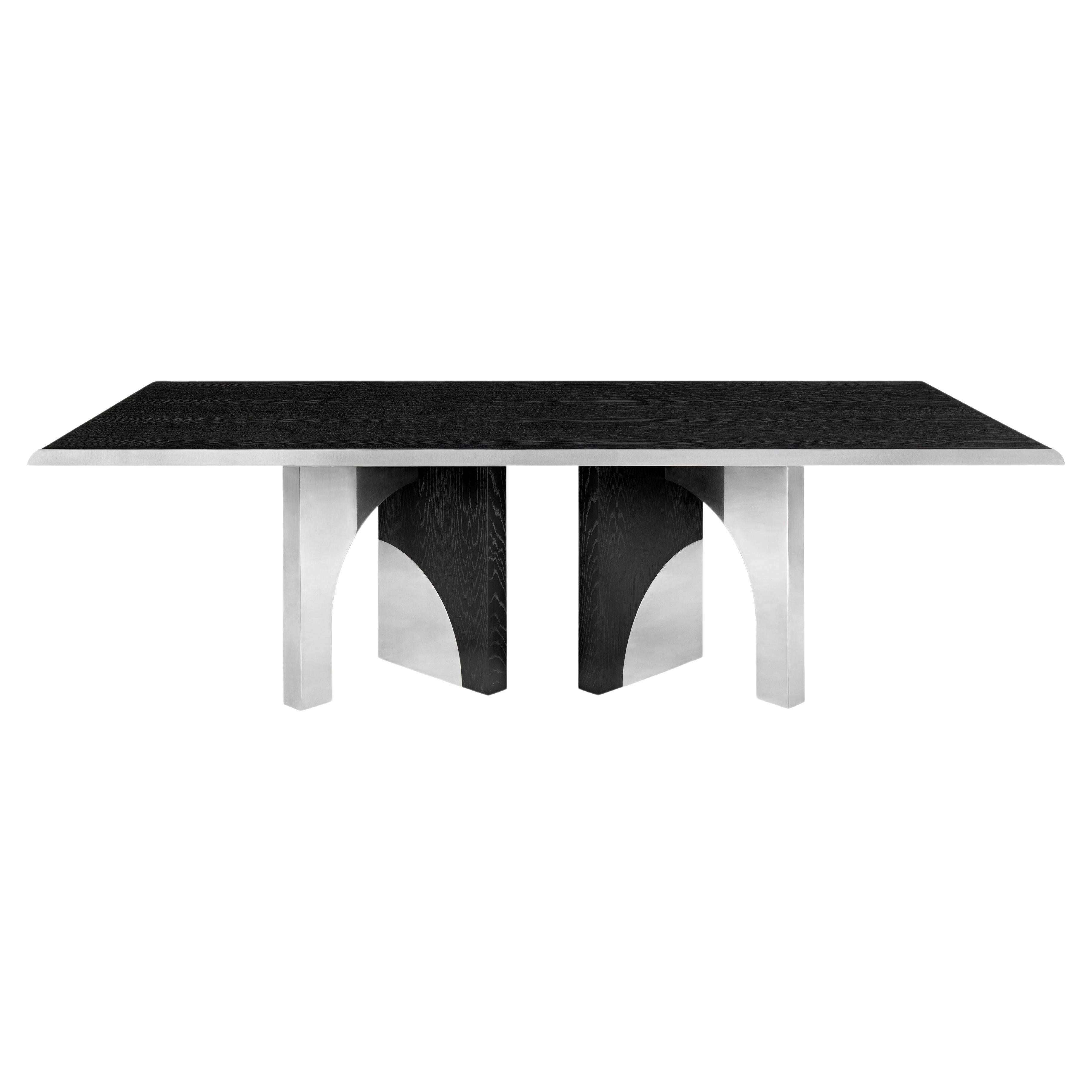 Table de salle à manger Utopia, chêne foncé et acier, InsidherLand de Joana Santos Barbosa en vente