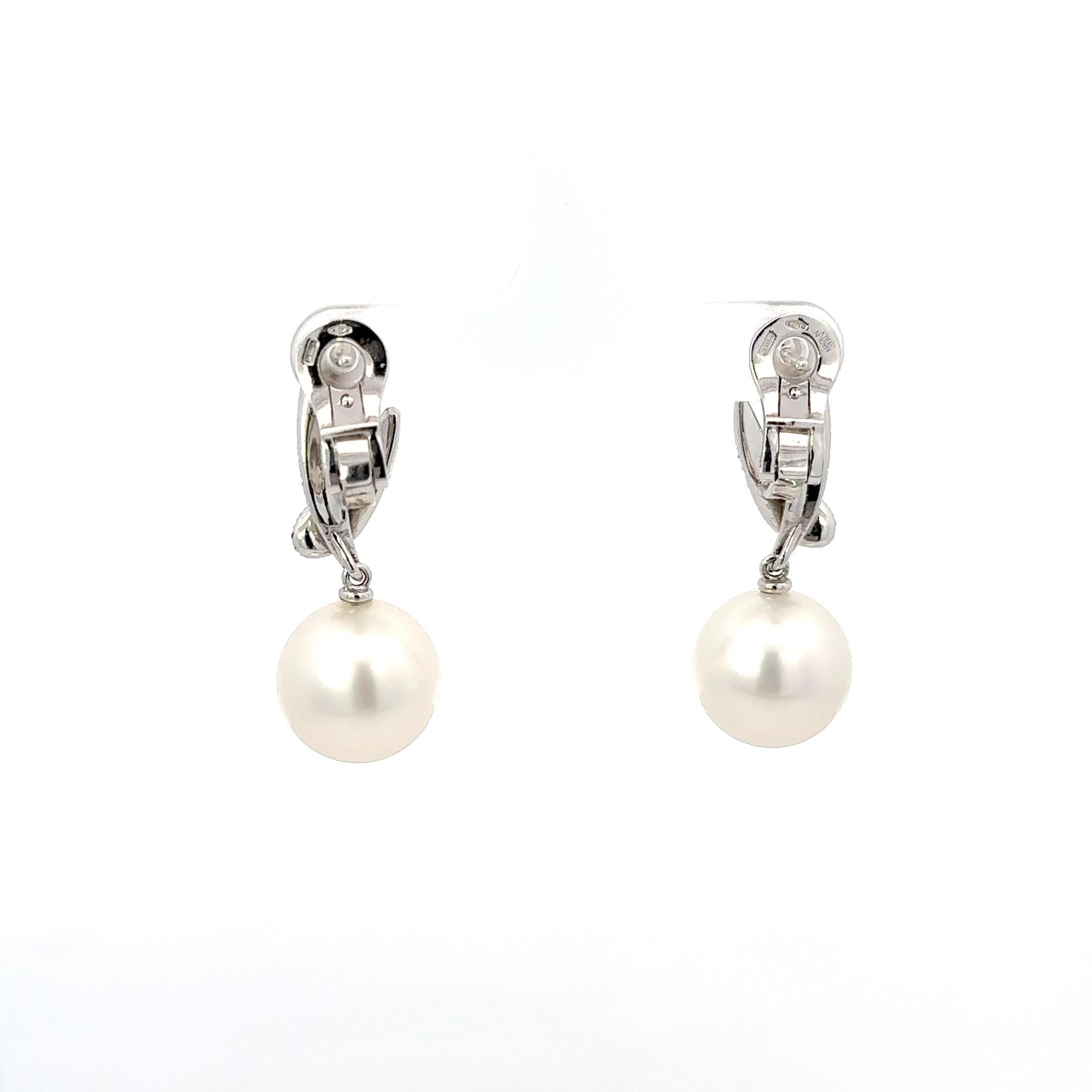 Women's Utopia Freshwater Pearl & Diamond Earrings in 18K White Gold