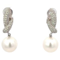 Utopia Freshwater Pearl & Diamond Earrings in 18K White Gold