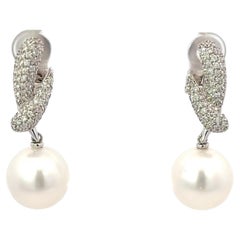 Utopia Freshwater Pearl & Diamond Earrings in 18K White Gold