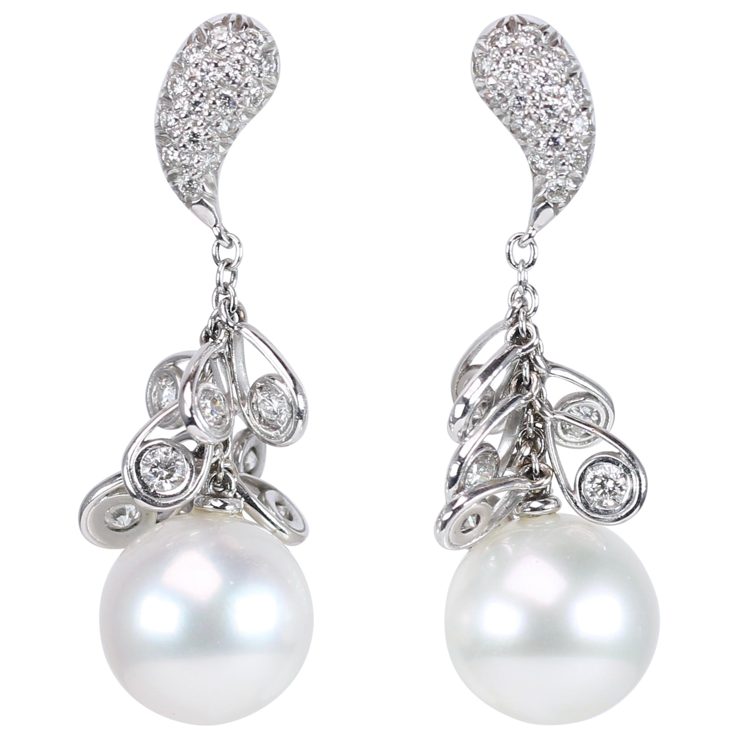 Utopia Pearl and Diamond Drop Earrings