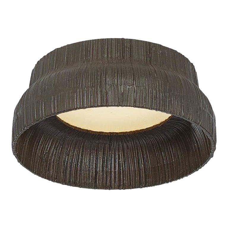 Utopia Petite Flush Mount in Textured Metal & Frosted Glass by Kelly Wearstler