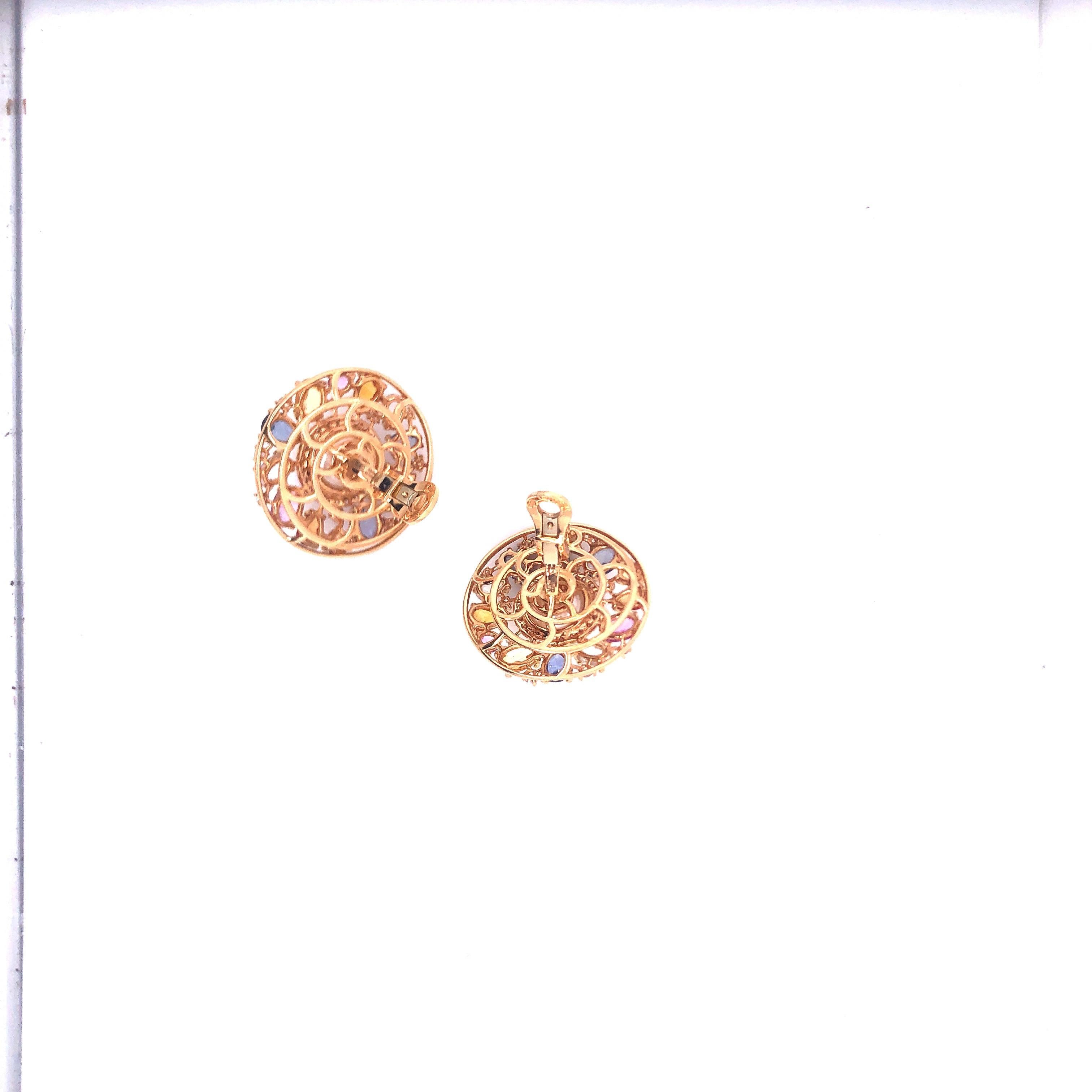 Utopia Rose Gold Pearl Sapphire and Diamond Earrings 1