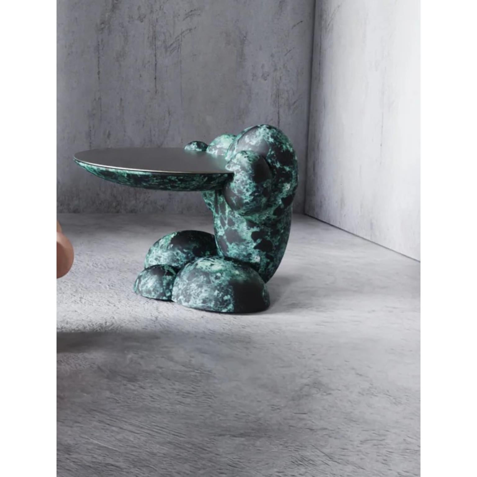 Utopia Short Verde Alpi Side Table by Bohinc Studio
Limited Edition of 3+2 Pieces.
Dimensions: D 77 x W 68 x H 62 cm. 
Materials: Brass and Verde Alpi marble.

Utopia Tall and Short Side Tables by designer Lara Bohinc is the latest addition to