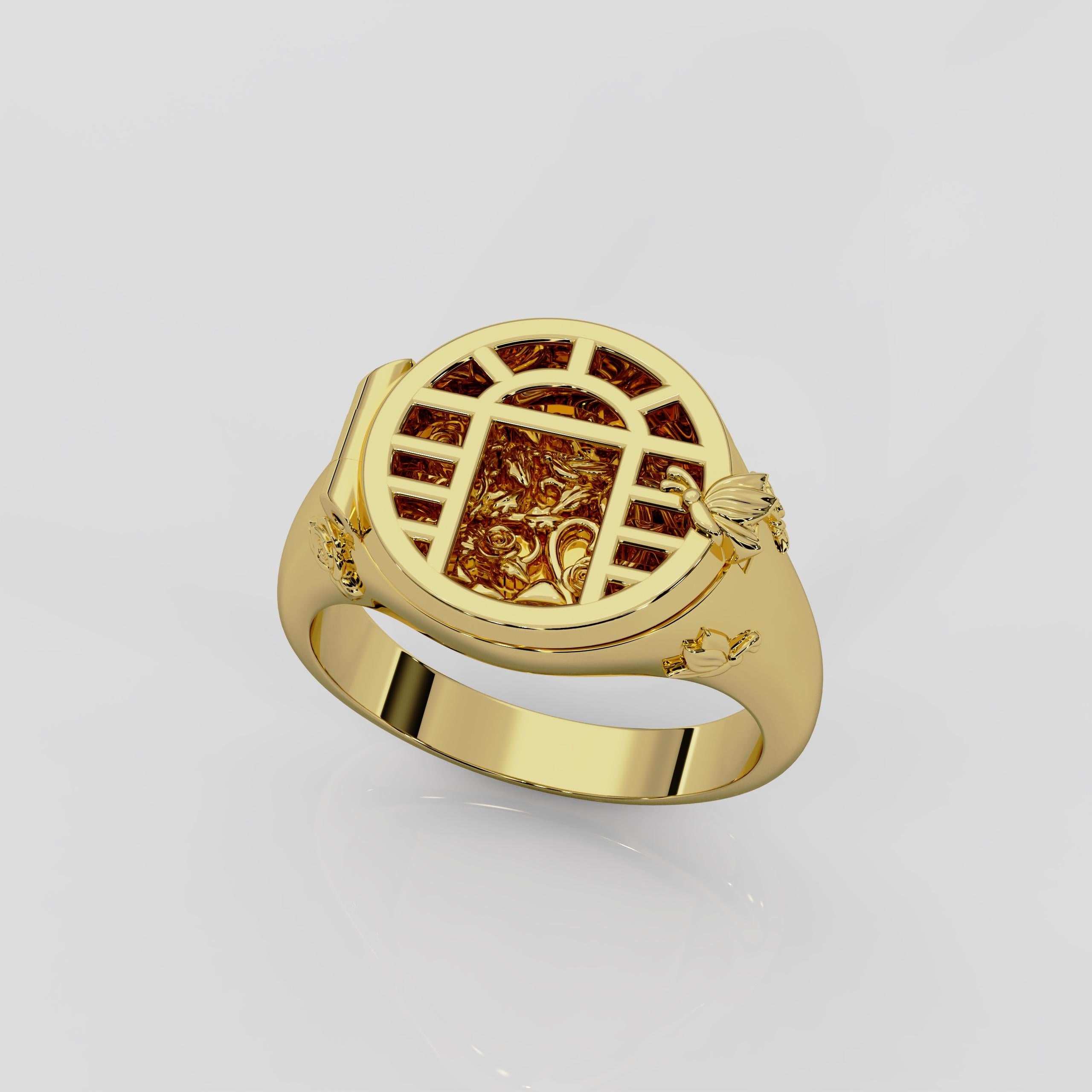 For Sale:  Georgina Yvonne 'Utopia' Signet Ring in 18ct Yellow Gold 2