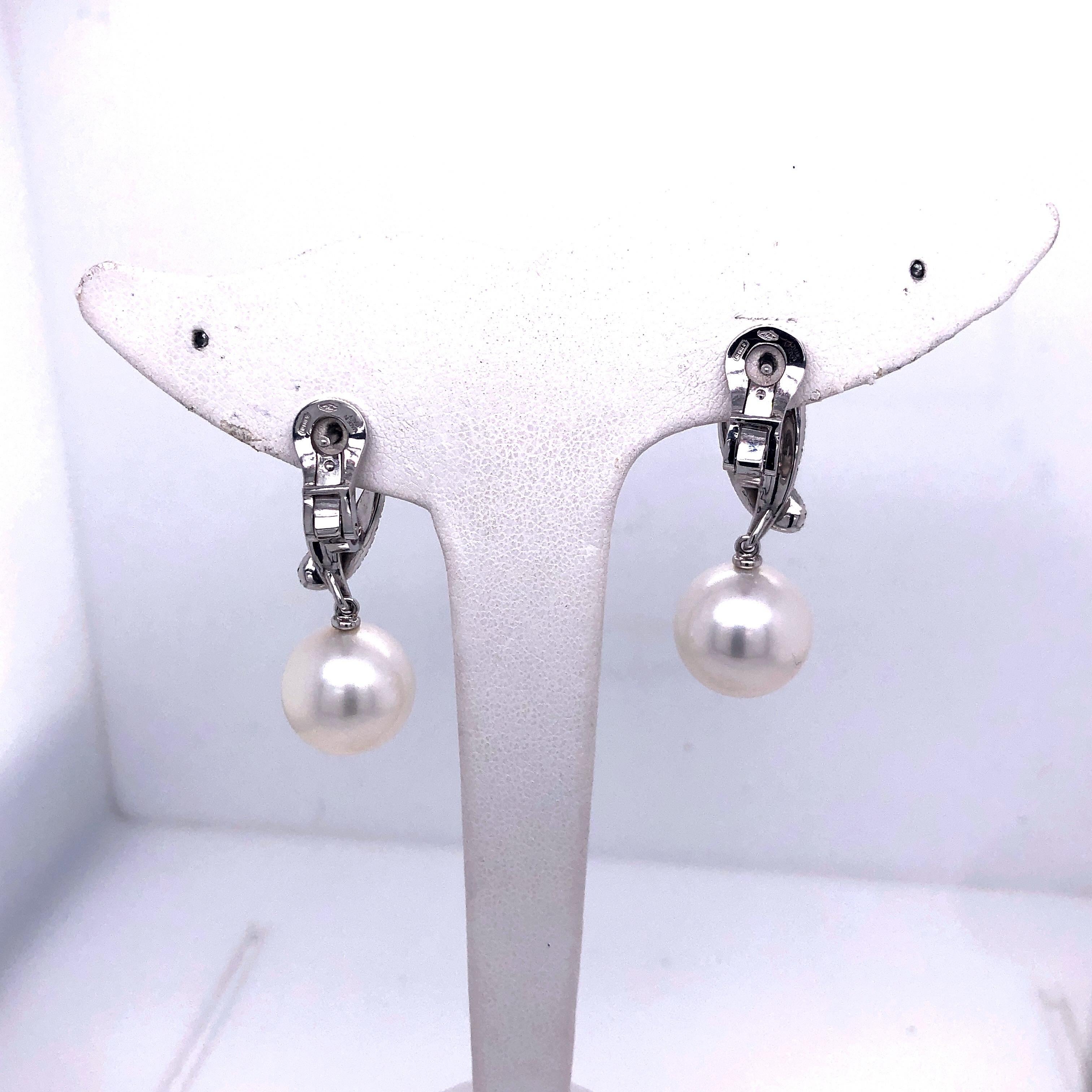 Utopia White Pearl and Diamond Drop Earrings For Sale 2