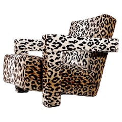 Utrecht “637” lounge chair in leopard velvet by Gerrit Rietveld for Cassina