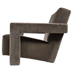 Utrecht “637” lounge chair in green/grey velvet by Gerrit Rietveld for Cassina