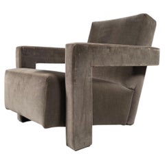Utrecht “637” lounge chair in green/grey velvet by Gerrit Rietveld for Cassina