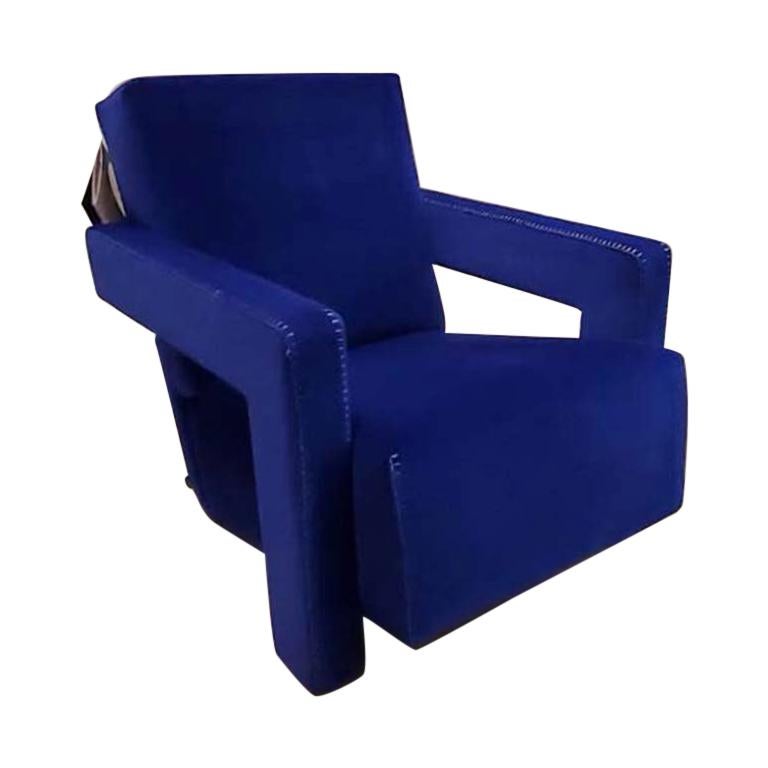 Utrecht Blue Fabric Armchair, by Gerrit Thomas Rietveld from Cassina