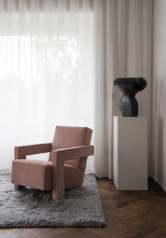 Fauteuil Utrecht en tissu rose:: par Gerrit Thomas Rietveld de Cassina