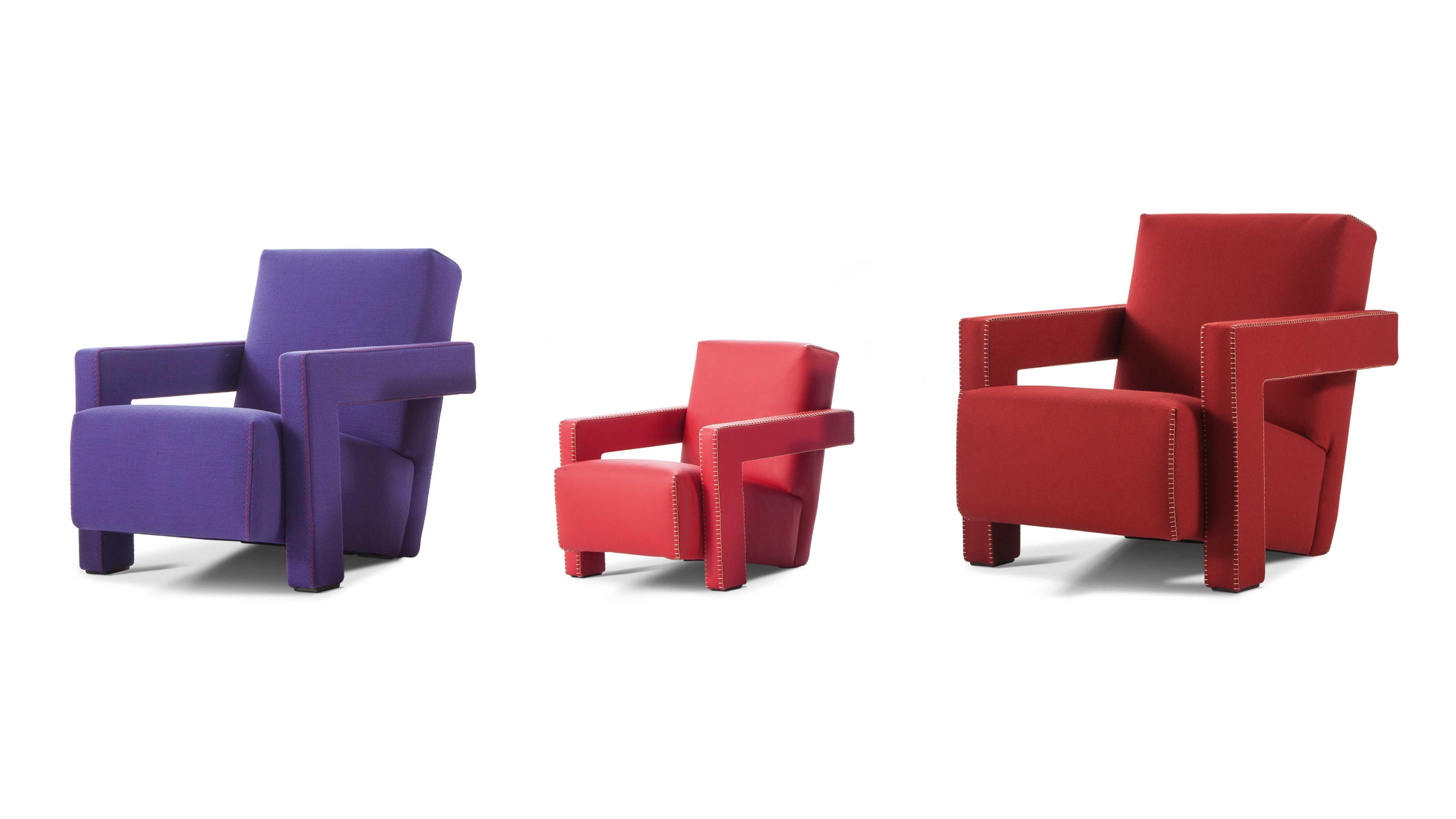 Utrecht XL oder Babysessel Gerrit Thomas Rietveld für Cassina in Rosa, Rot... (Moderne der Mitte des Jahrhunderts) im Angebot