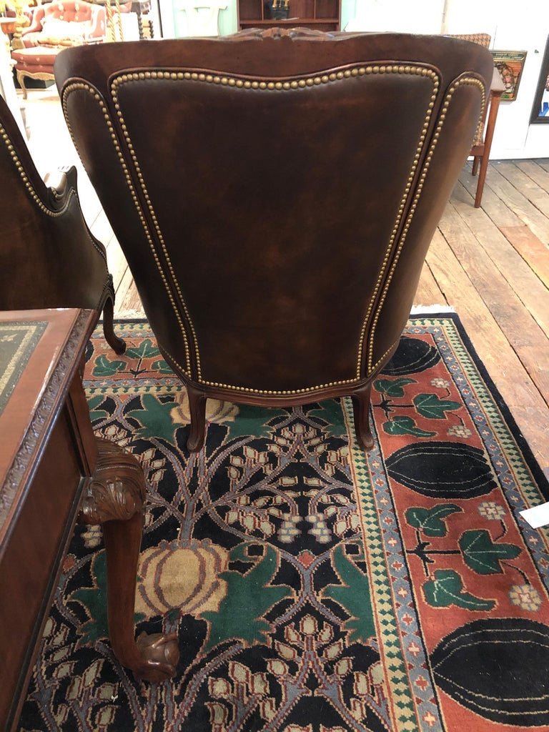 Utterly Sublime Pair of Tufted Burnished Leather Club Chairs at 1stDibs