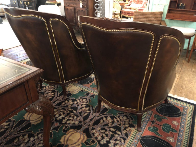 Utterly Sublime Pair of Tufted Burnished Leather Club Chairs at 1stDibs