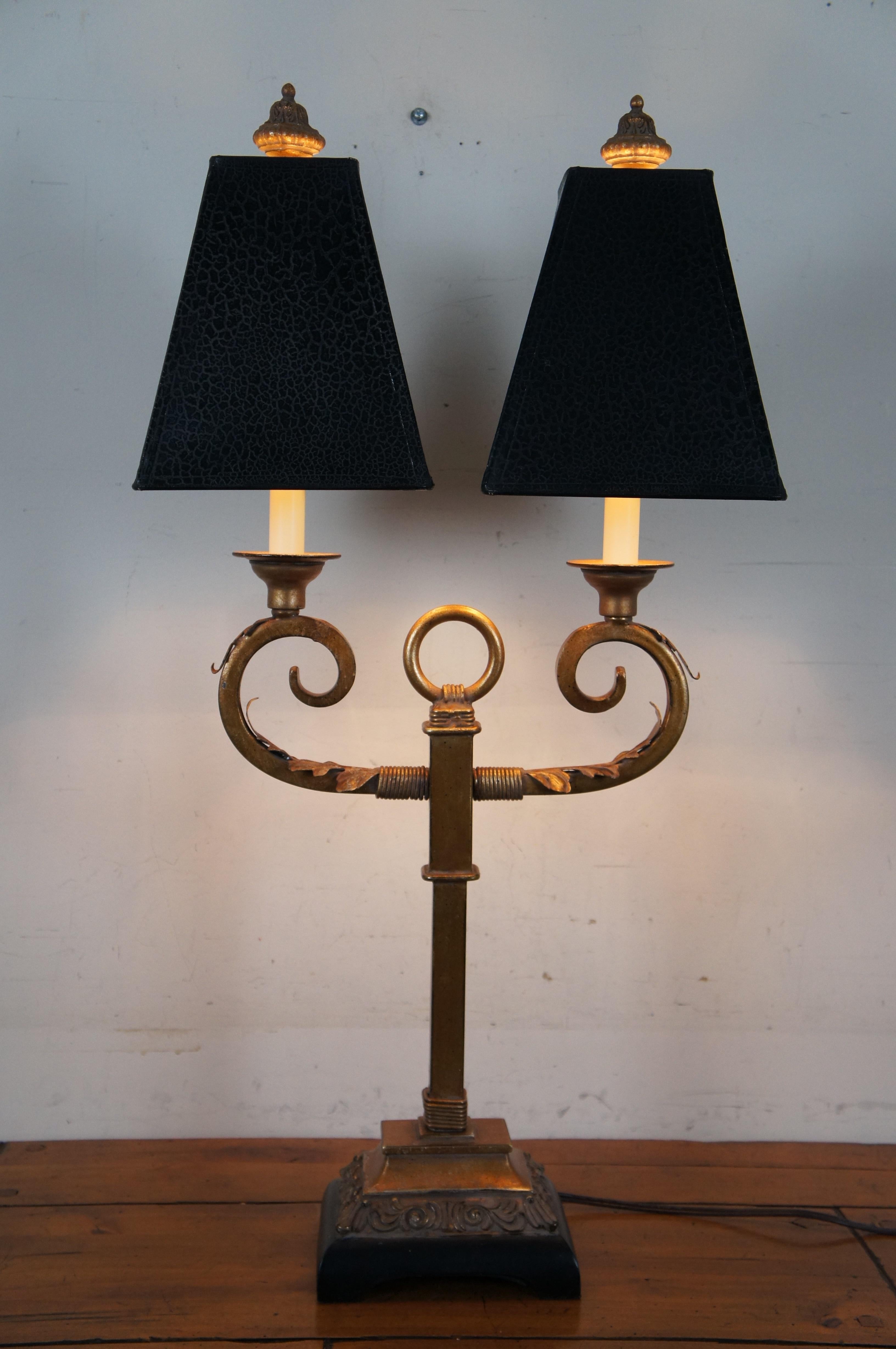Uttermost French Scrolled Black & Gold Acanthus Leaf Two Light Table Lamp 5