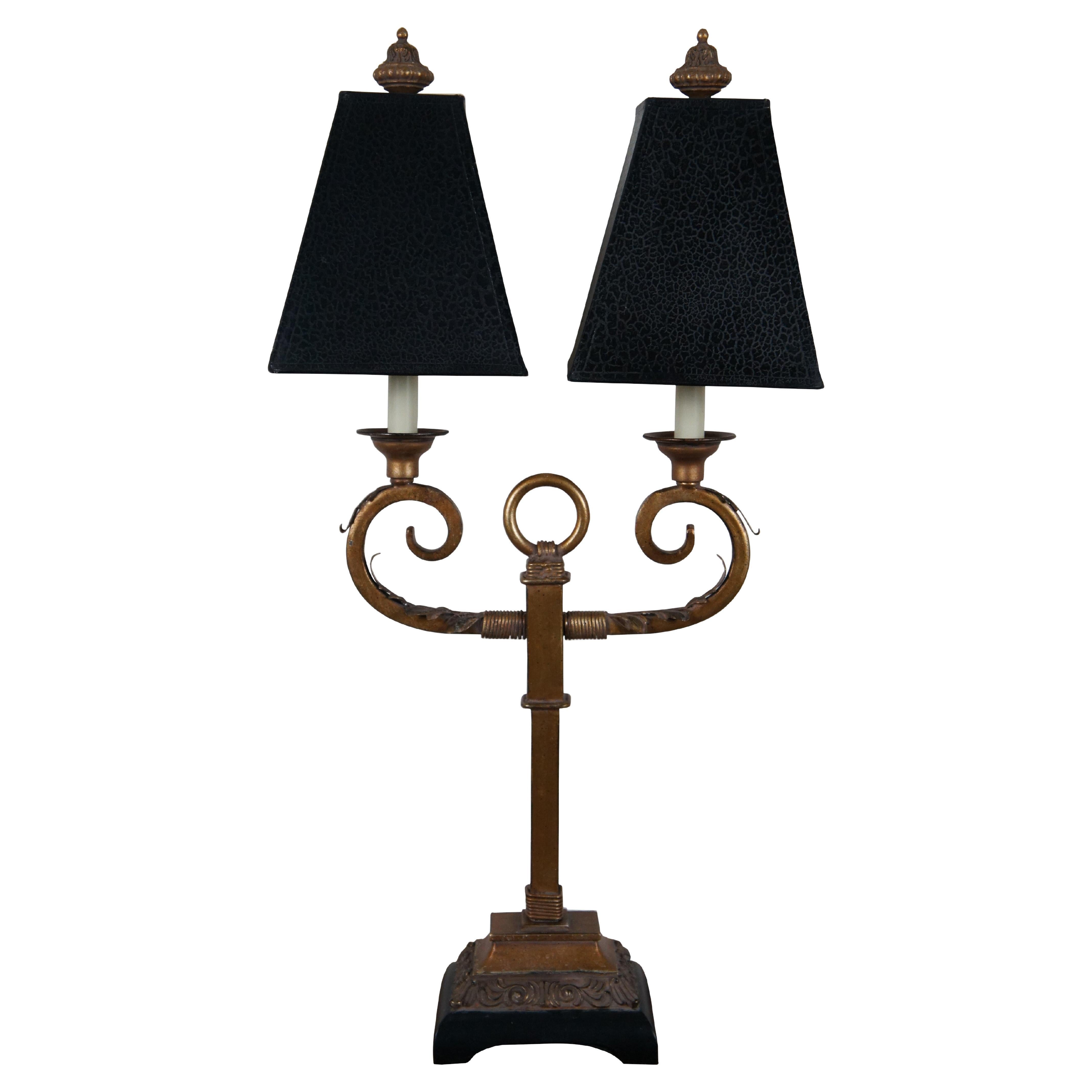 Uttermost French Scrolled Black & Gold Acanthus Leaf Two Light Table Lamp