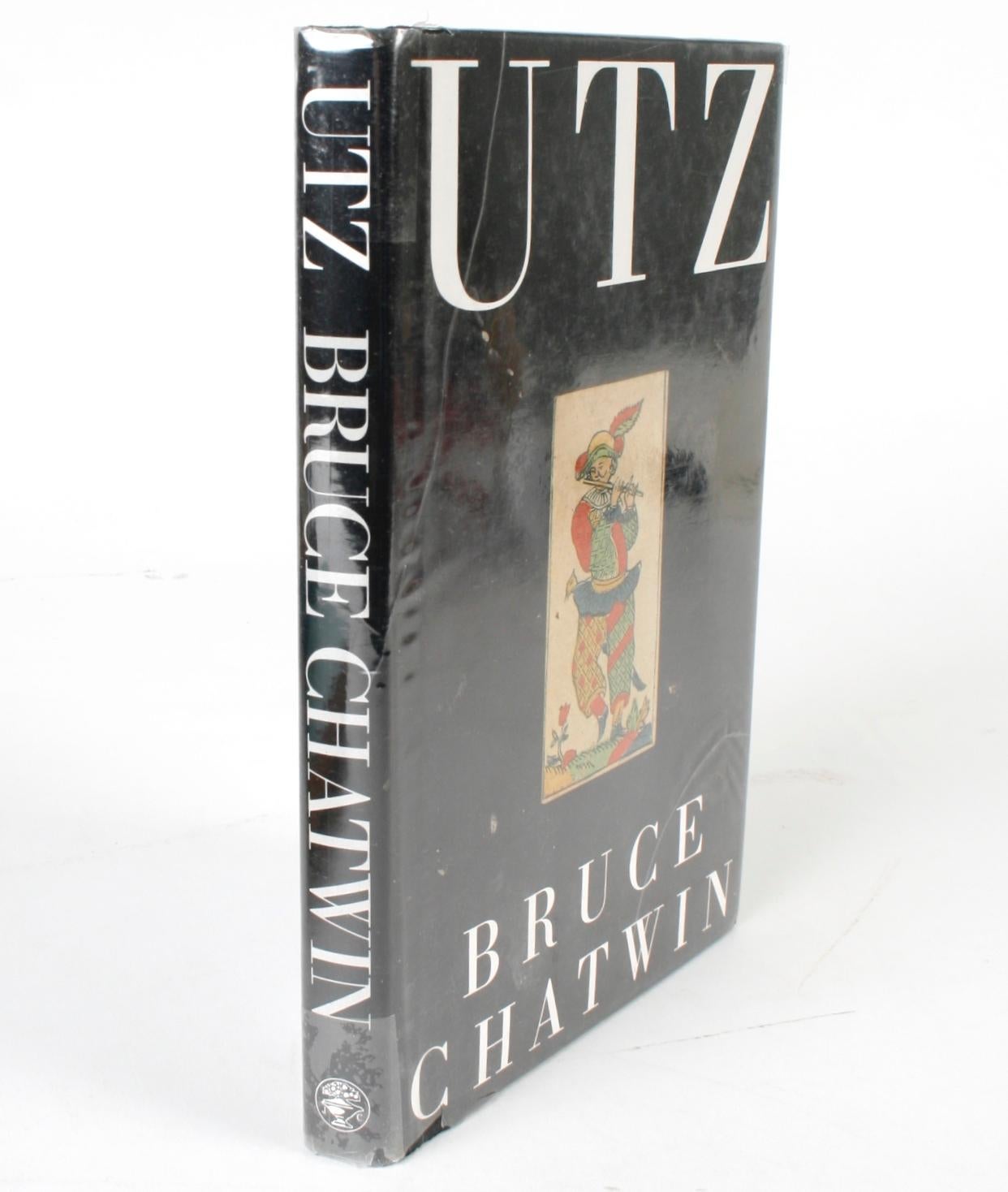 Utz by Bruce Chatwin. Jonathan Cape Ltd, London, 1988. First edition hardcover with dust jacket. The novel follows the fortunes of Kaspar Utz who lives in Czechoslovakia during the Cold War. Utz is a collector of Meissen porcelain and finds a way to