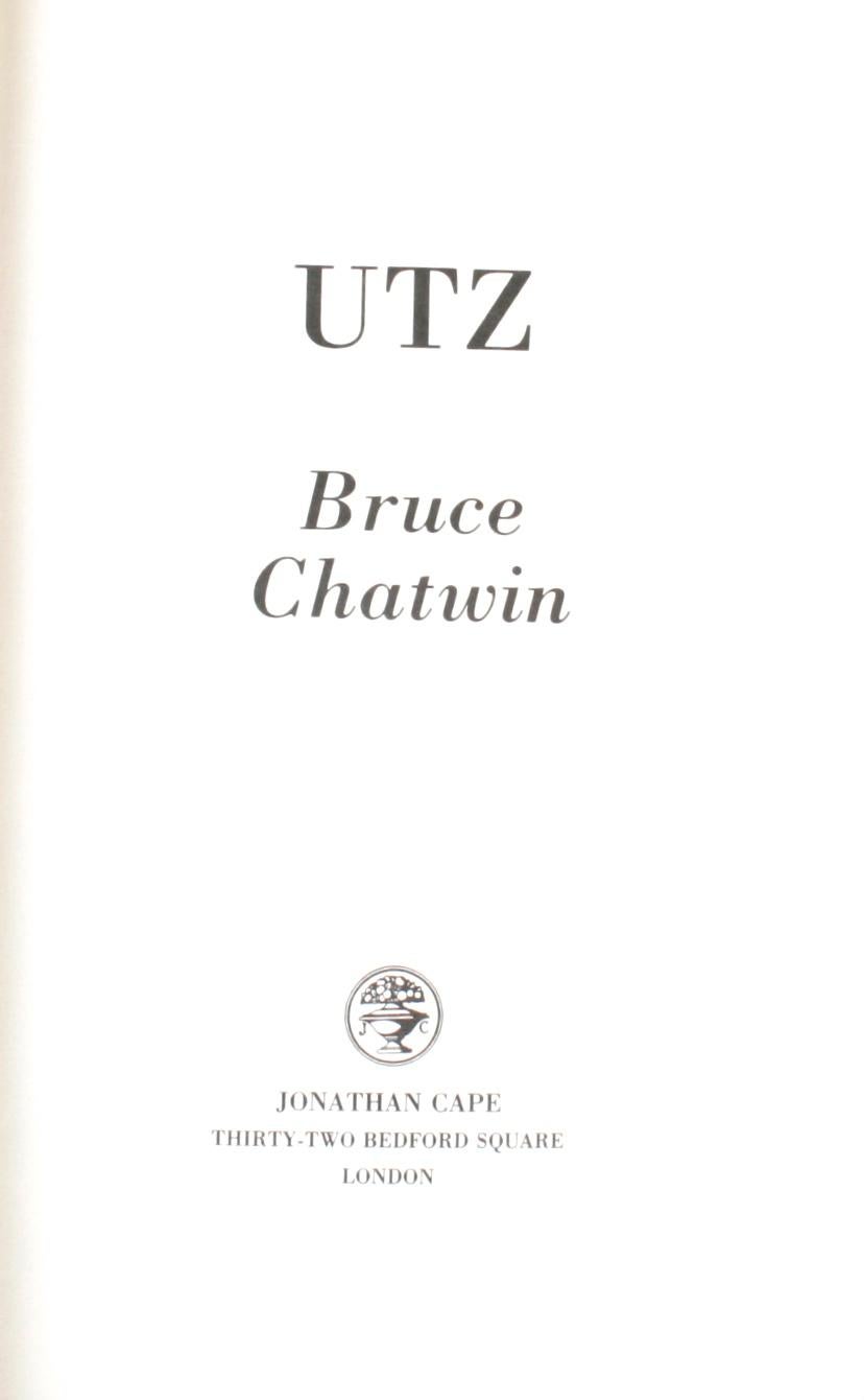 English Utz by Bruce Chatwin, First Edition