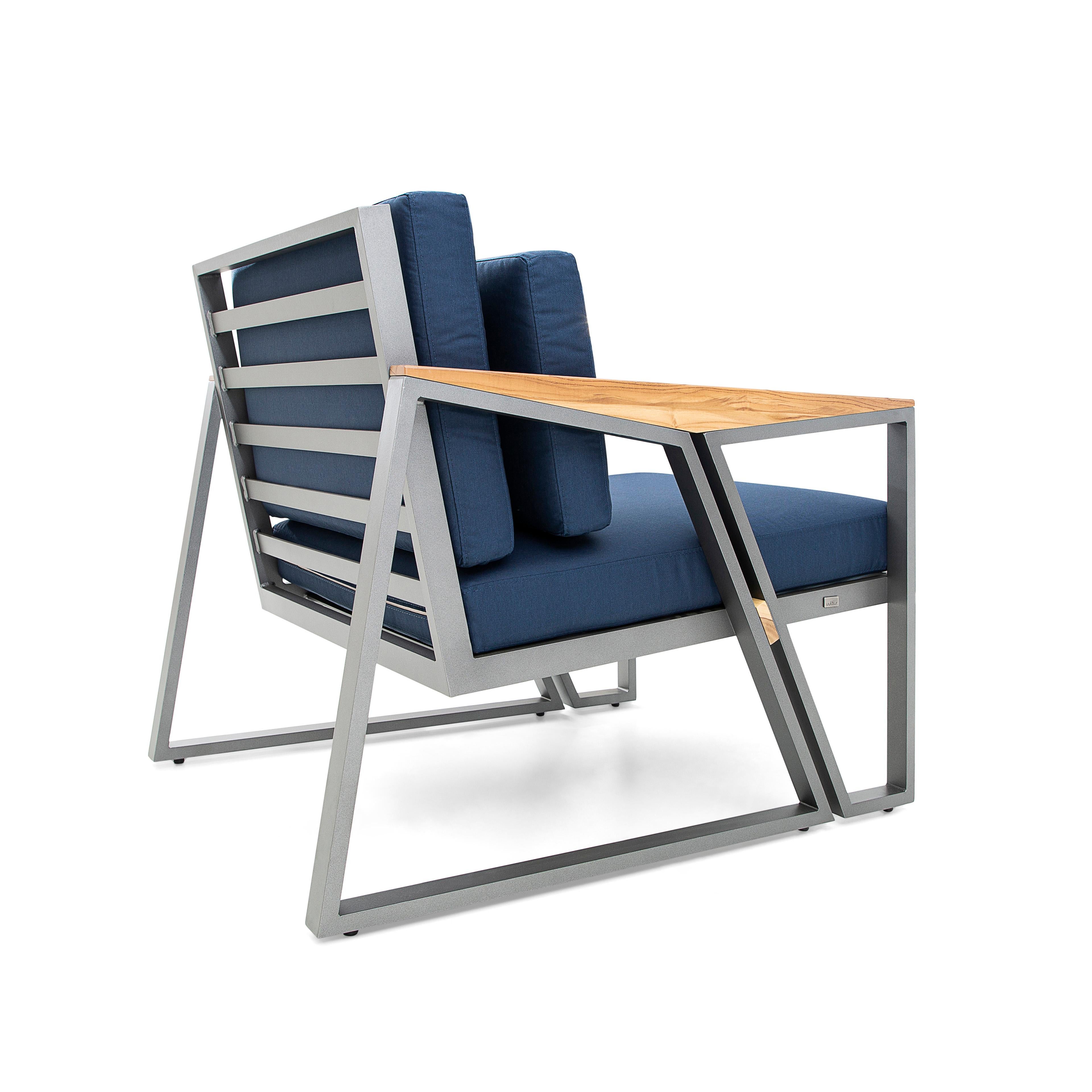 Scalene Outdoor-Sessel aus dunkelblauem Stoff im Angebot 4