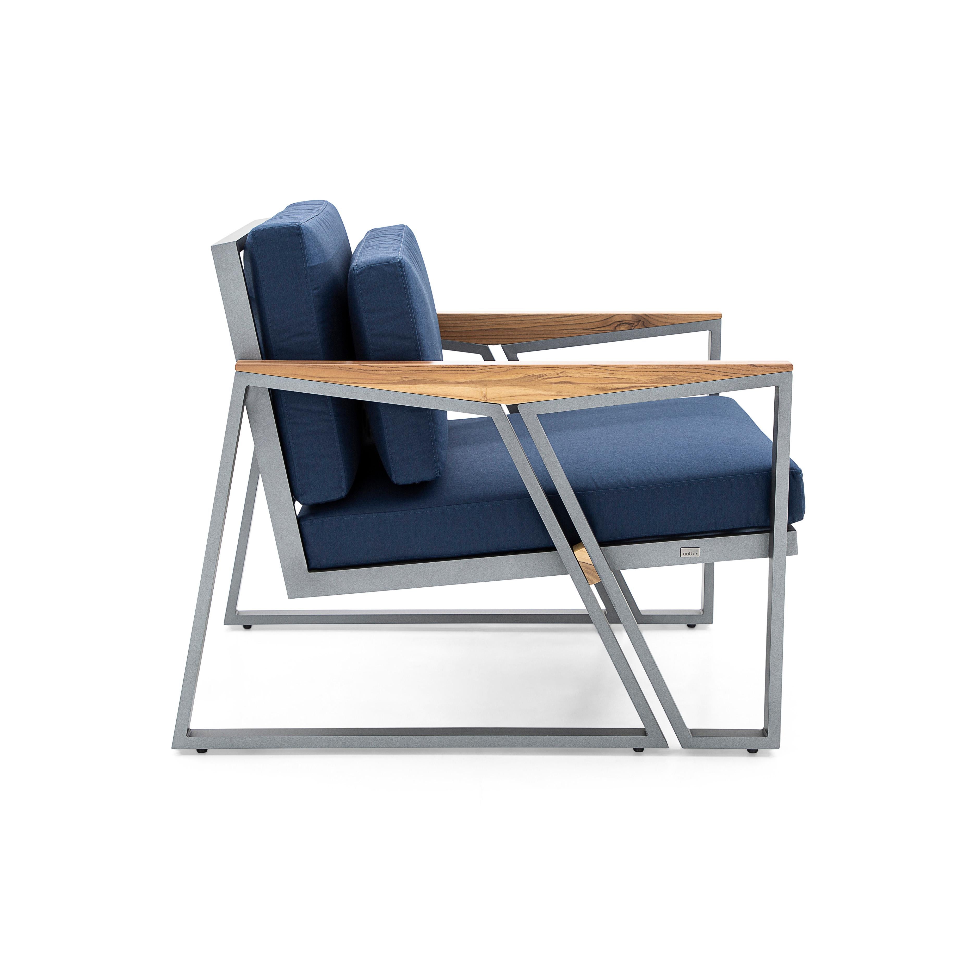 Scalene Outdoor-Sessel aus dunkelblauem Stoff (Brasilianisch) im Angebot