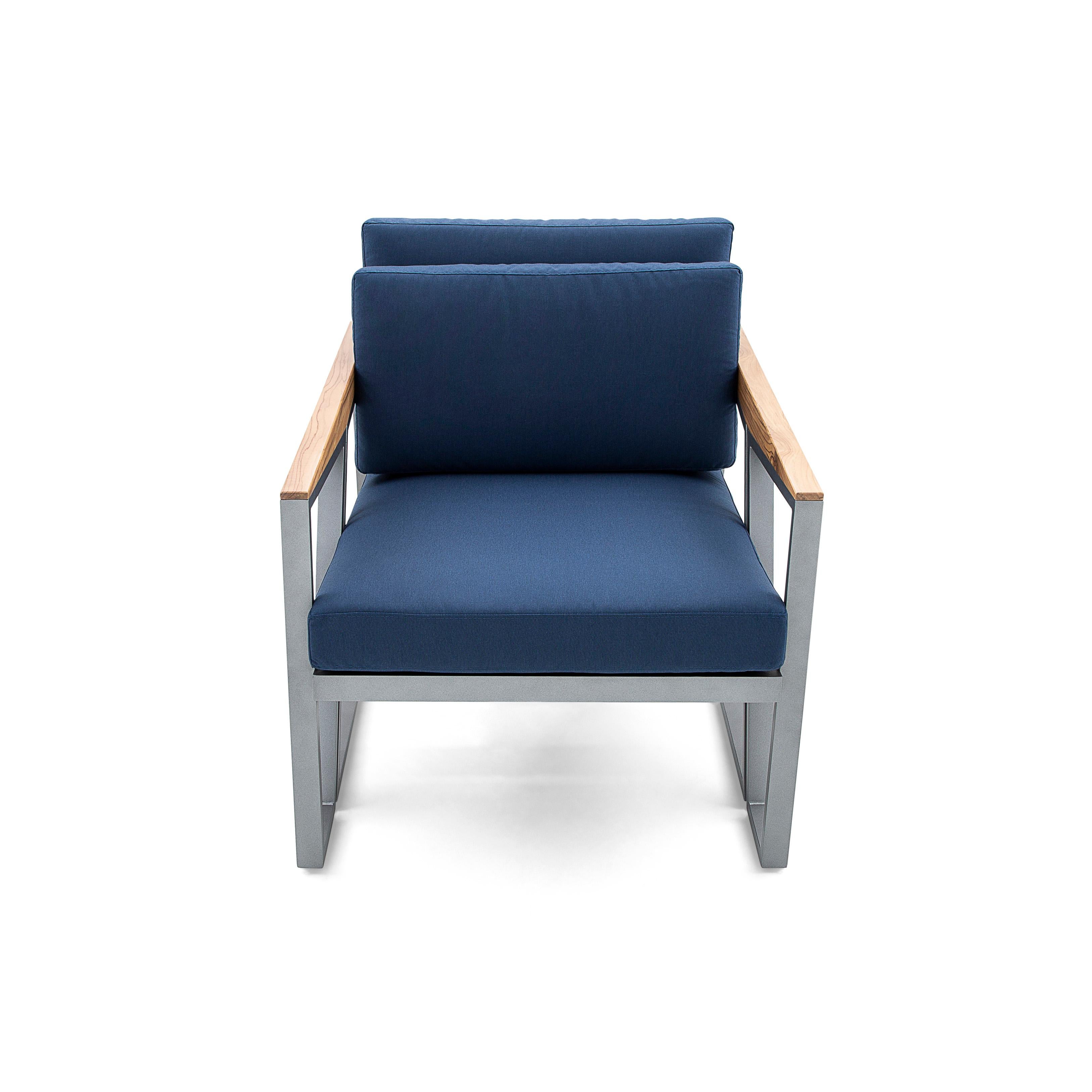 Scalene Outdoor-Sessel aus dunkelblauem Stoff (Metall) im Angebot