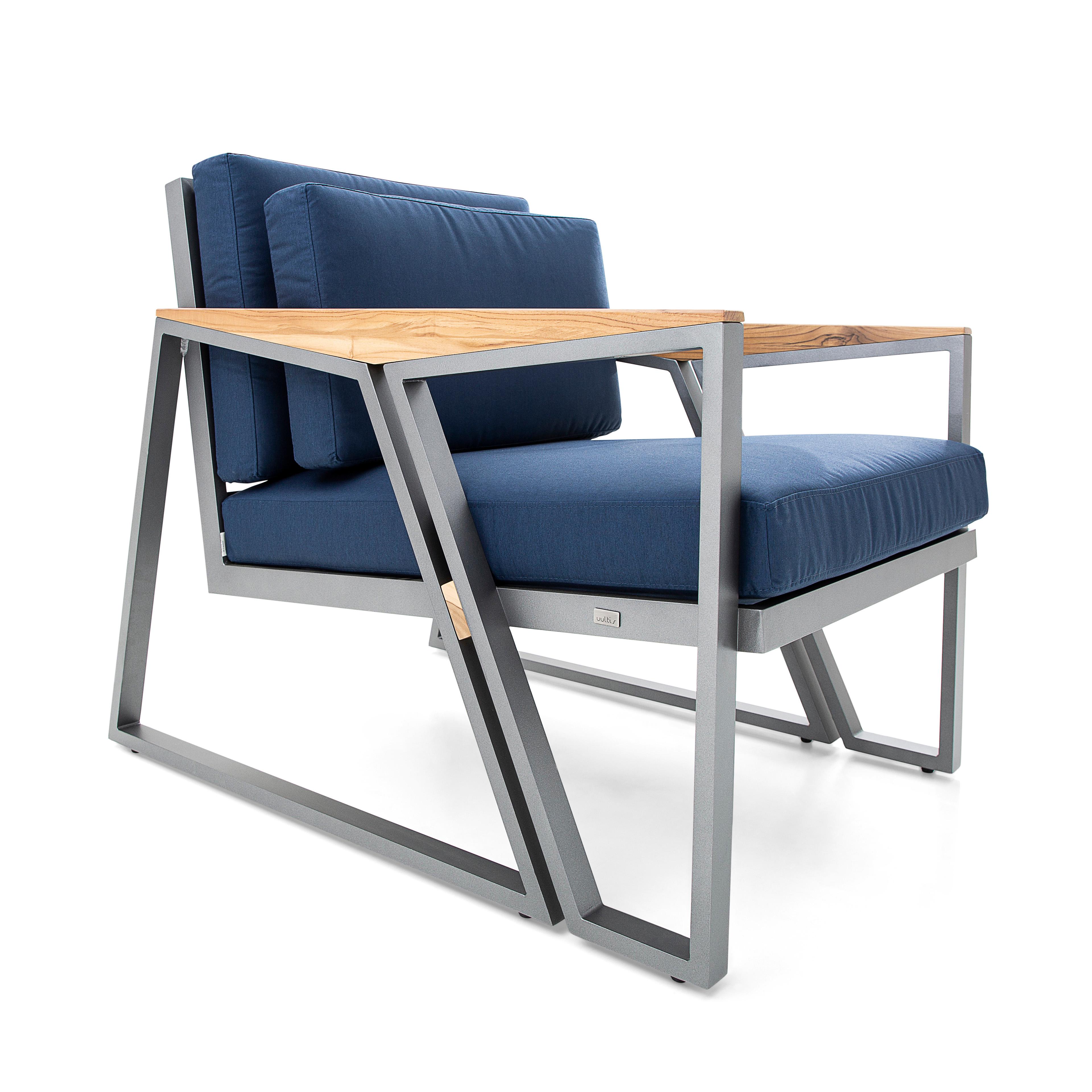 Scalene Outdoor-Sessel aus dunkelblauem Stoff im Angebot 3