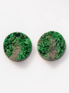 Uvarovite green garnet cabochon pair
