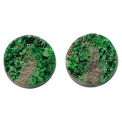 Uvarovite green garnet cabochon pair