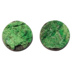 Uvarovite green garnet cabochon pair